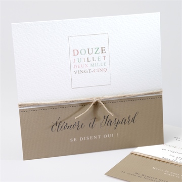 Faire-part mariage kraft et ficelle