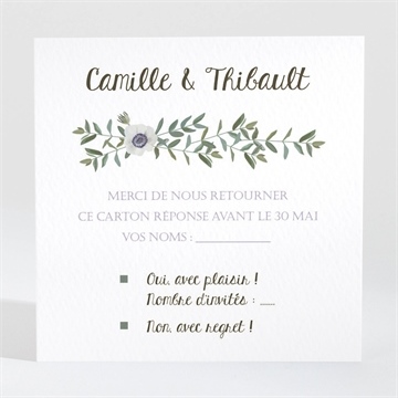 Carton réponse mariage couronne d'olivier