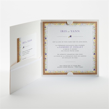 Faire-part mariage kraft et floral - Intérieur de la pochette