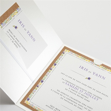 Faire-part mariage kraft et floral - Détail du faire-part