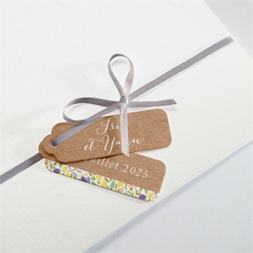 Faire-part mariage kraft et floral - Détail de la pochette