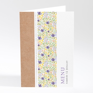 Menu mariage kraft et floral