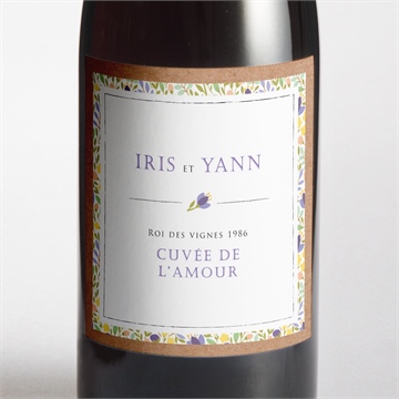 Etiquette de bouteille mariage kraft et floral