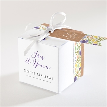 Boîte de dragées mariage kraft et floral