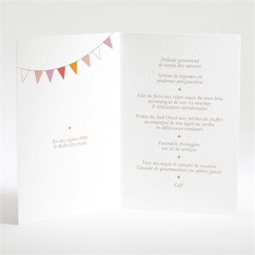 Menu mariage banderoles & kraft - Intérieur du menu
