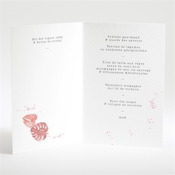 Menu mariage ronde chaude - Intérieur du menu