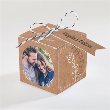 Boîte de dragées mariage kraft vintage magnet