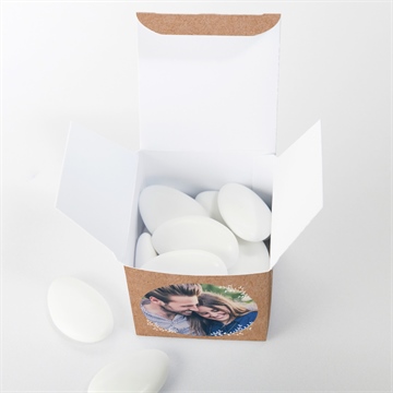 Boîte de dragées mariage kraft vintage - Intérieur de la boîte