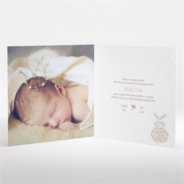 Faire-part naissance tendre lapin - Intérieur du faire-part