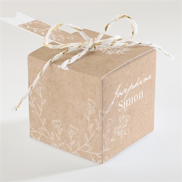 Boîte de dragées mariage typo & kraft - Dos de la boîte