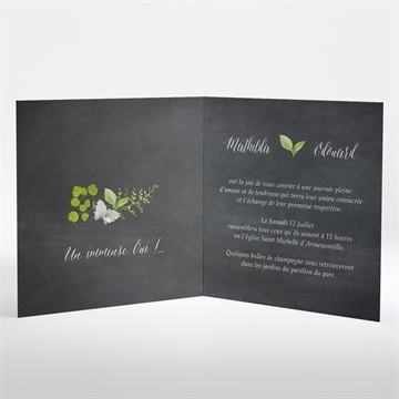 Faire-part mariage couronne en ardoise - Intérieur du faire-part