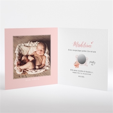 Faire-part naissance végétal pastel photo - Intérieur du faire-part non gratté