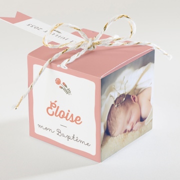 Boîte de dragées baptême initiales à motifs - Dos de la boîte