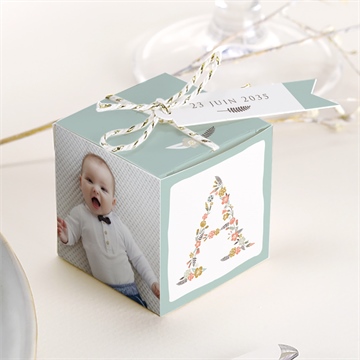 Boîte de dragées baptême alphabet original