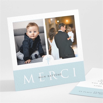 Remerciement baptême filigrane pastel