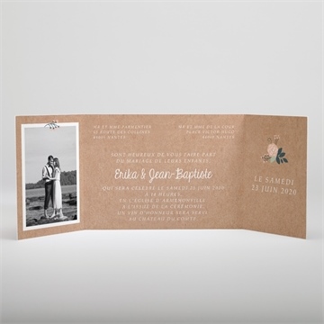 Faire-part mariage délicat dénouement - Intérieur du faire-part