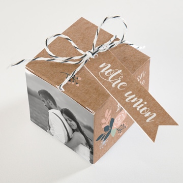 Boîte de dragées mariage délicat dénouement - Dessus de la boîte