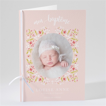 Livret de messe baptême douceur végétale rose