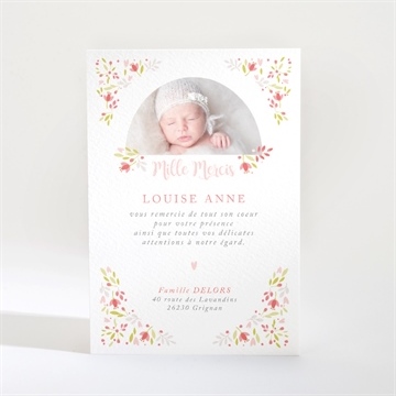 Remerciement baptême douceur végétale rose