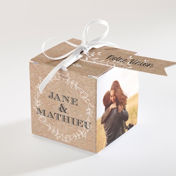 Boîte de dragées mariage kraft en folie magnet