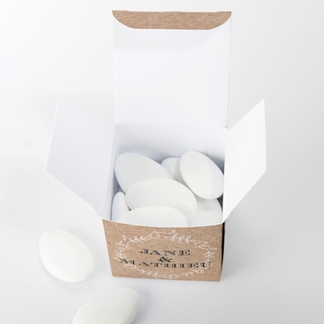 Boîte de dragées mariage kraft en folie - Intérieur de la boîte