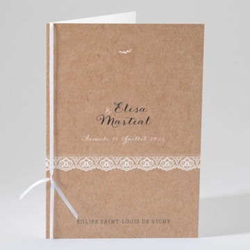 Livret de messe mariage kraft et dentelle