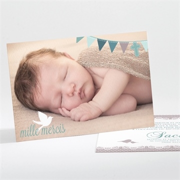 Remerciement baptême colombe et banderoles