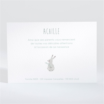Remerciement naissance jolie biche - Dos de la carte