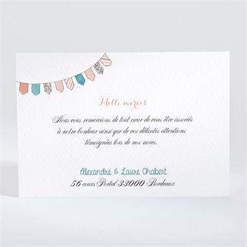 Remerciement mariage love bohème - Dos de la carte