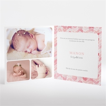 Faire-part naissance motifs chevrons photo - Intérieur du faire-part