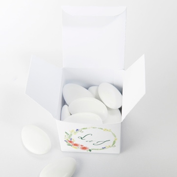 Boîte de dragées mariage bucolique - Intérieur de la boîte