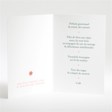 Menu mariage bucolique - Intérieur du menu