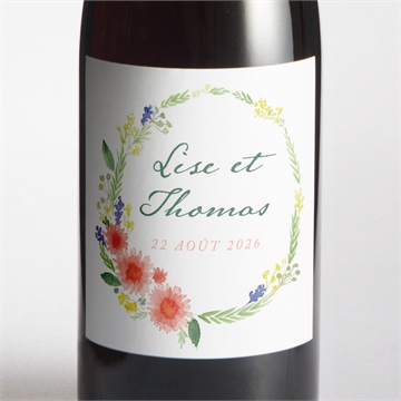 Etiquette de bouteille mariage bucolique