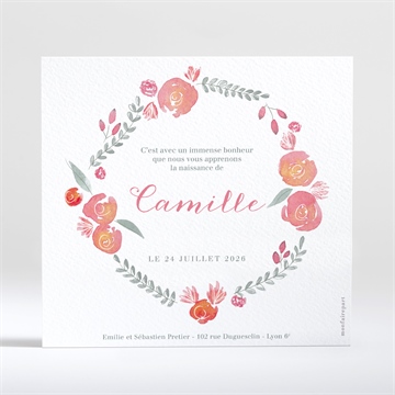 Faire-part naissance jolie couronne - Dos du faire-part