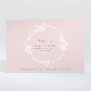 Remerciement naissance jolie couronne - Dos de la carte