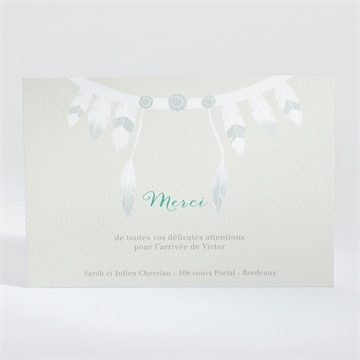 Remerciement naissance petit indien - Dos de la carte