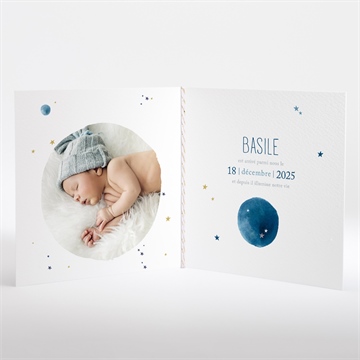 Faire-part naissance nuit étoilée - Intérieur du faire-part