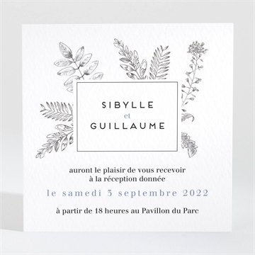Carton d'invitation mariage gravure florale