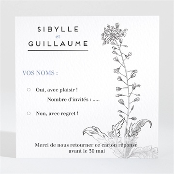 Carton réponse mariage gravure florale