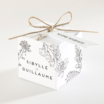 Boîte de dragées mariage gravure florale
