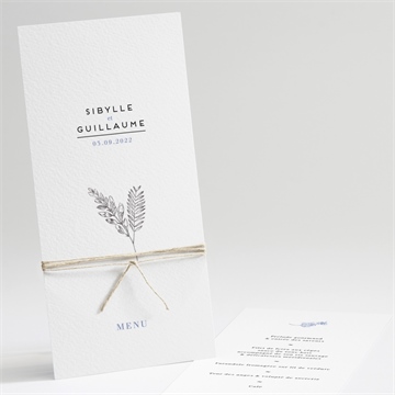 Menu mariage gravure florale