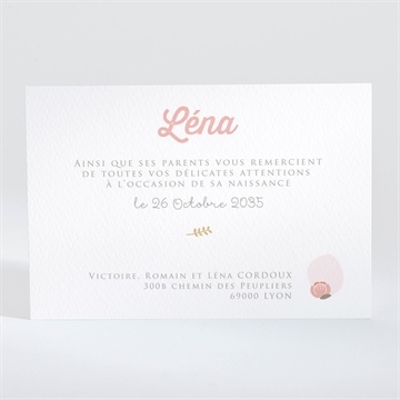 Remerciement naissance alphabet en fantaisie - Dos de la carte