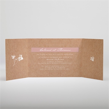 Faire-part mariage lierre grimpant - Intérieur du faire-part