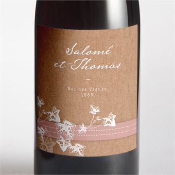 Etiquette de bouteille mariage lierre grimpant accordéon