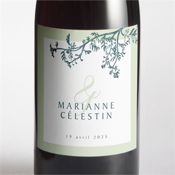 Etiquette de bouteille mariage gravure chic