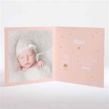 Faire-part naissance motifs à nuages photo - Intérieur du faire-part