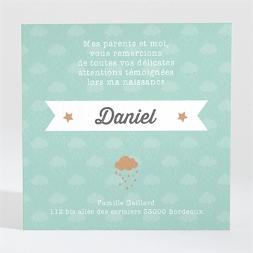 Remerciement naissance nos petits nuages - Dos de la carte