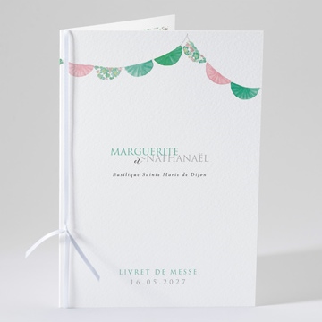 Livret de messe mariage vert et rose