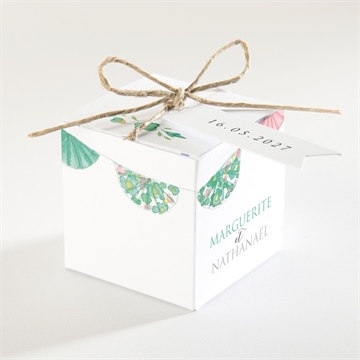 Boîte de dragées mariage vert et rose