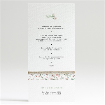 Menu mariage fraicheur d'été - Dos du menu
